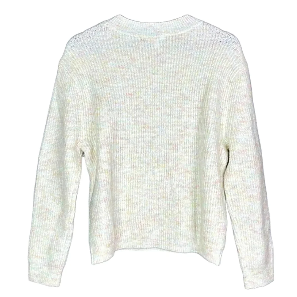 BP Sweater Ivory Marl Rainbow Flecked Crew Neck Pullover Womens Medium M - Picture 3 of 4